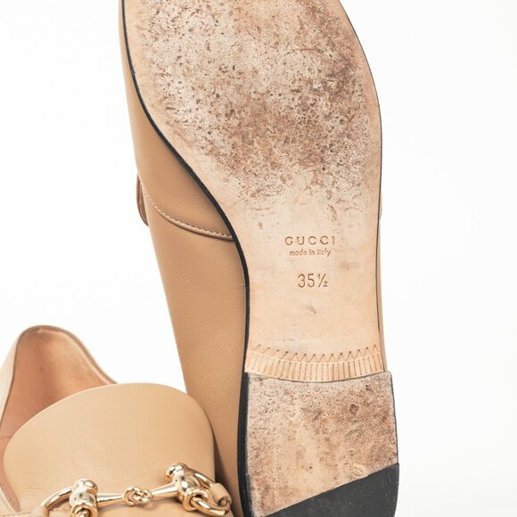 Gucci Beige Horsebit Leather Loafers - Picture 6 of 11